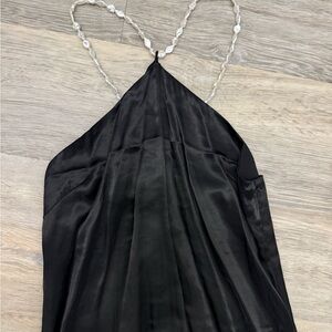 Black Halter Dress with Beaded Straps